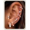 image:imageTurandoss Gold Earrings for Women 14K Gold Plated Chunky Hoop Earrings Hypoallergenic Cartilage Huggie Hoops Earrings Stacks for Multiple Piercings Earrings for Women JewelrySilver Plated