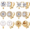image:imageTurandoss 6 Pairs Gold Clip On Earrings for Women Trendy 14K Gold Plated Hypoallergenic Non Pierced Earrings Set for Women Stud Clip Earrings Pearl Knot Cubic Zirconia Ear Clips Jewelry Gifts14K Gold Plated