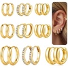 image:imageTurandoss 9 Pair Gold Hoop Earrings for Women 14K Gold Plated Hypoallergenic Huggie Earrings for Women Dainty Cartilage Earrings Lightweight Chunky Hoop Earrings for Multiple Piercings Jewelry Gifts14K Gold Plated