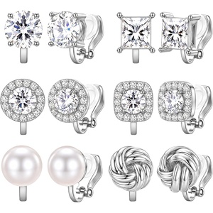 image:imageTurandoss 6 Pairs Gold Clip On Earrings for Women Trendy 14K Gold Plated Hypoallergenic Non Pierced Earrings Set for Women Stud Clip Earrings Pearl Knot Cubic Zirconia Ear Clips Jewelry GiftsSilver Plated
