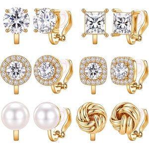 image:imageTurandoss 6 Pairs Gold Clip On Earrings for Women Trendy 14K Gold Plated Hypoallergenic Non Pierced Earrings Set for Women Stud Clip Earrings Pearl Knot Cubic Zirconia Ear Clips Jewelry Gifts14K Gold Plated